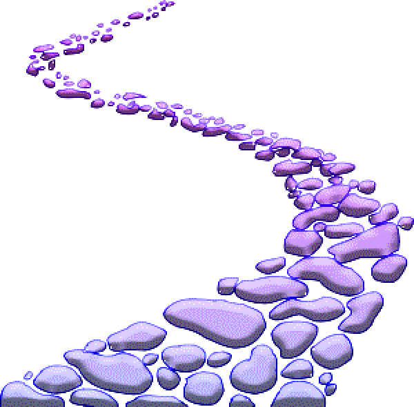 a gleaming purple stone path